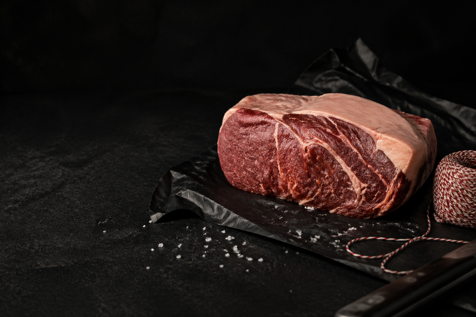 Corte de carne premium sobre una superficie oscura